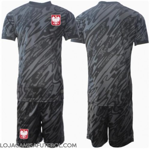 Camisa de Futebol Polónia Goleiro Equipamento Secundário Infantil Europeu 2024 Manga Curta (+ Calças curtas)